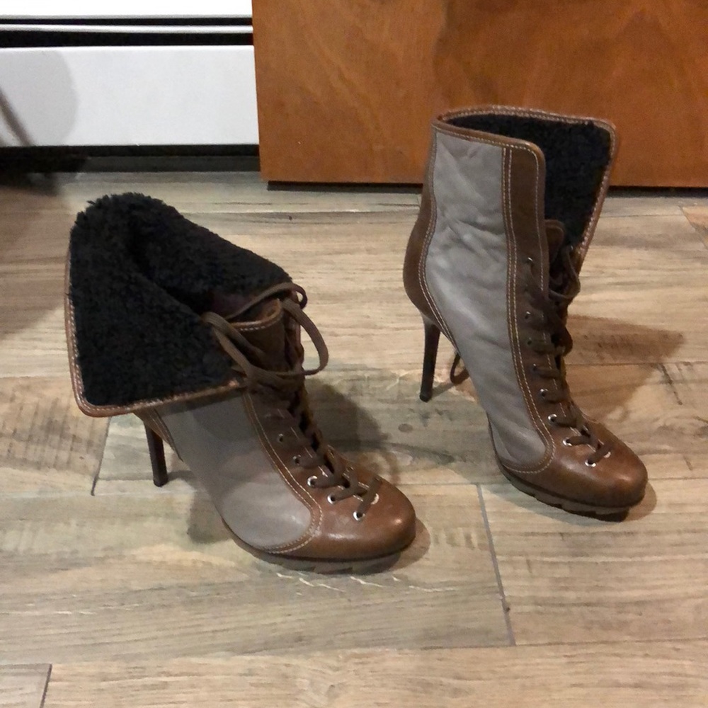 BCBG Grandma Lace-Up Booties